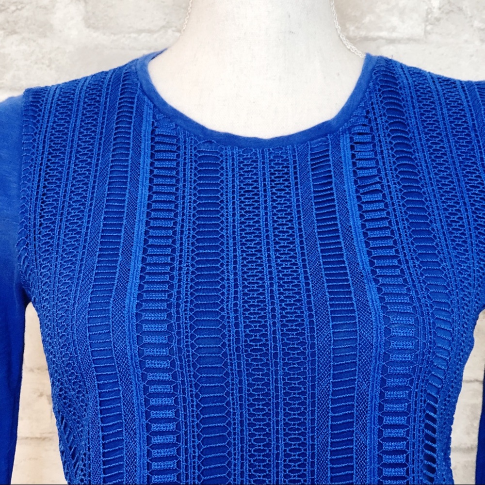 J.Crew | Blue Long Sleeve Scoop Neck Top Size XXS - Picture 5 of 12